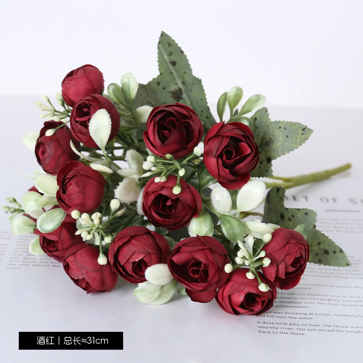 15 camellia peonies, Korean-style small bunches of bud peonies, pastoral style home decoration flowers, stage flower arrangements - Decorative Flowers & Wreaths