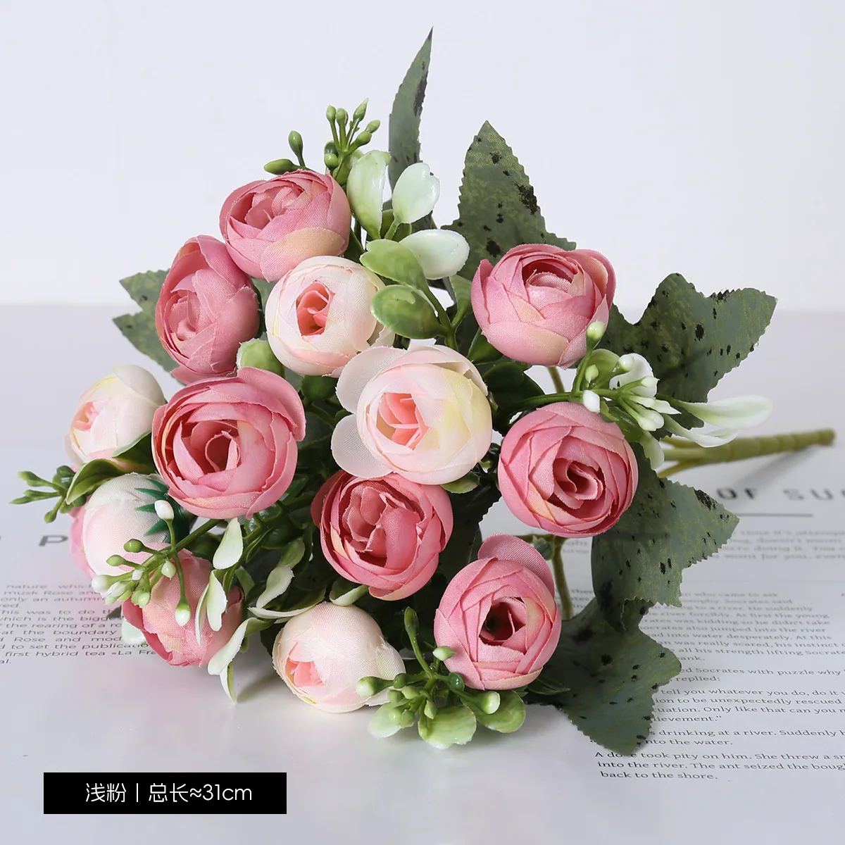 15 camellia peonies, Korean-style small bunches of bud peonies, pastoral style home decoration flowers, stage flower arrangements - Decorative Flowers & Wreaths 4