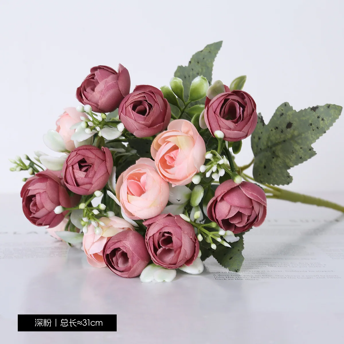 15 camellia peonies, Korean-style small bunches of bud peonies, pastoral style home decoration flowers, stage flower arrangements - Decorative Flowers & Wreaths 5