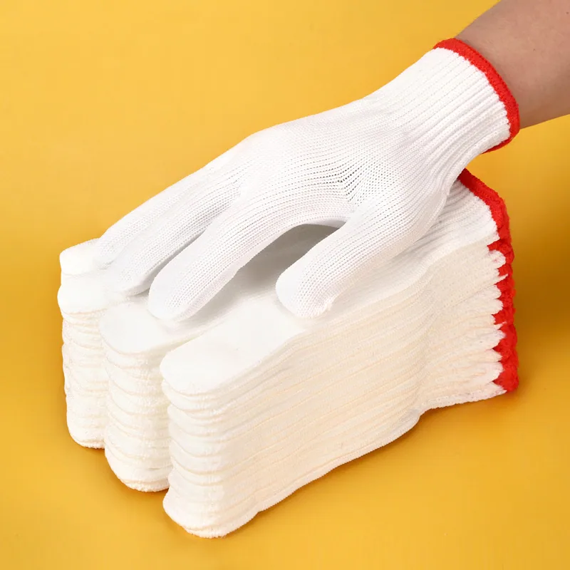 Labor protection gloves cotton thread cotton yarn wear-resistant thickened safflower white car repair protection work nylon wholesale construction site work 14