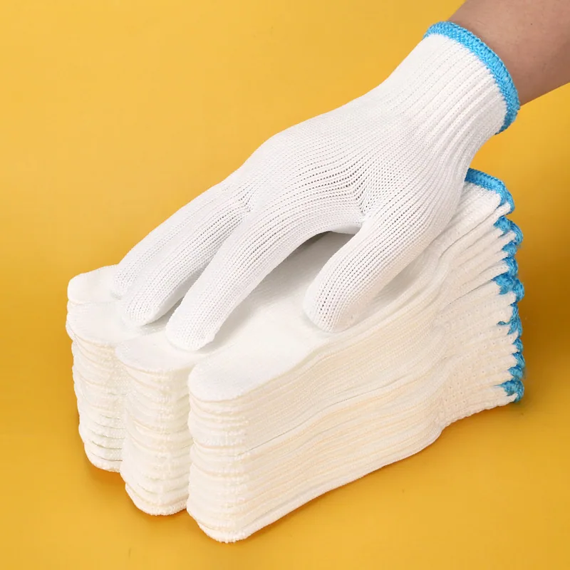 Labor protection gloves cotton thread cotton yarn wear-resistant thickened safflower white car repair protection work nylon wholesale construction site work 15