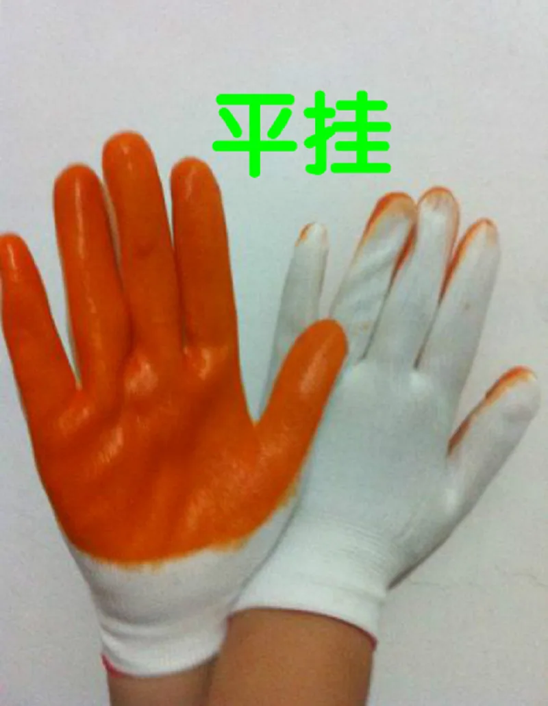 Gloves labor protection non-slip wear-resistant construction site nylon wholesale work breathable protective dipped pvc tendon fully hung glued 4