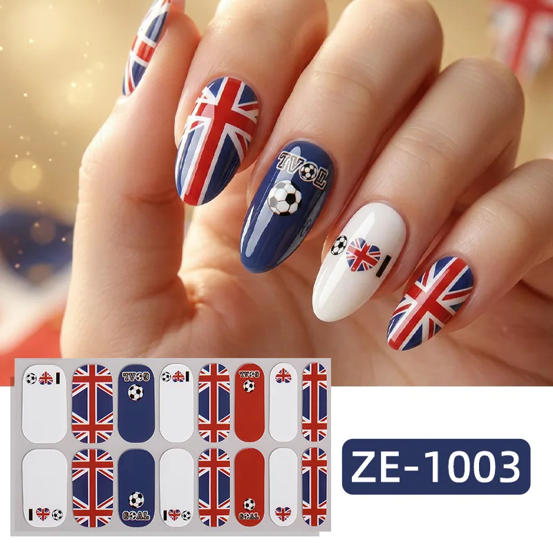 Zhengxiang cross-border new nail polish film nail stickers US, Canada, Mexico, Football World Cup flag Amazon adhesive nail stickers 6