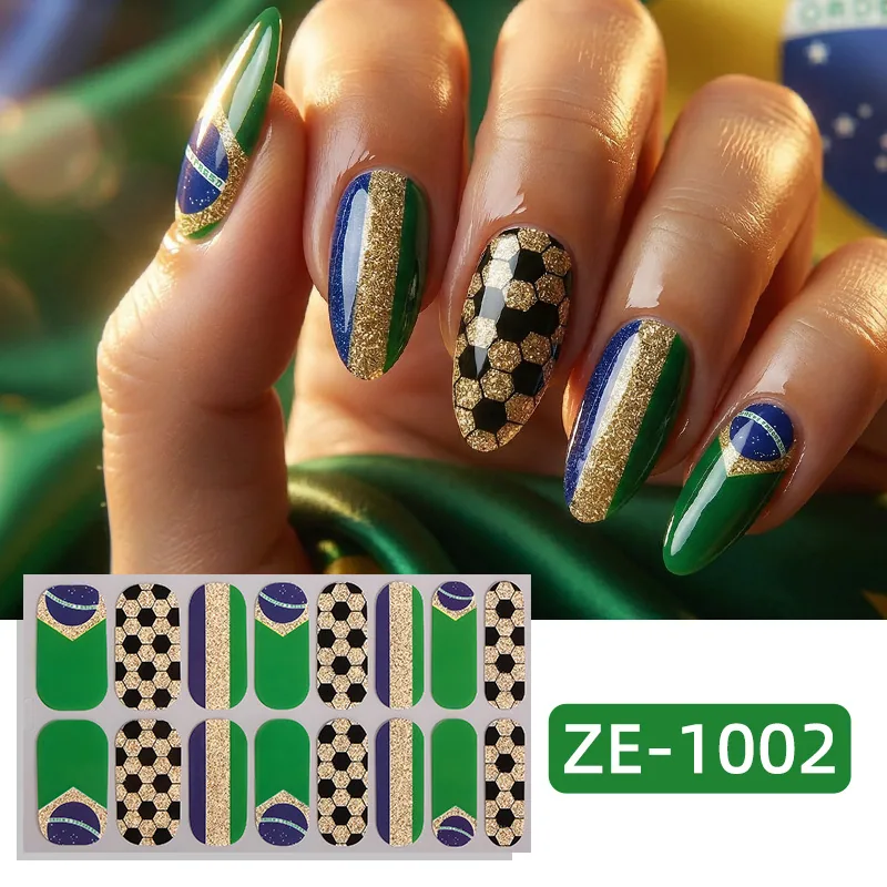 Zhengxiang cross-border new nail polish film nail stickers US, Canada, Mexico, Football World Cup flag Amazon adhesive nail stickers 5
