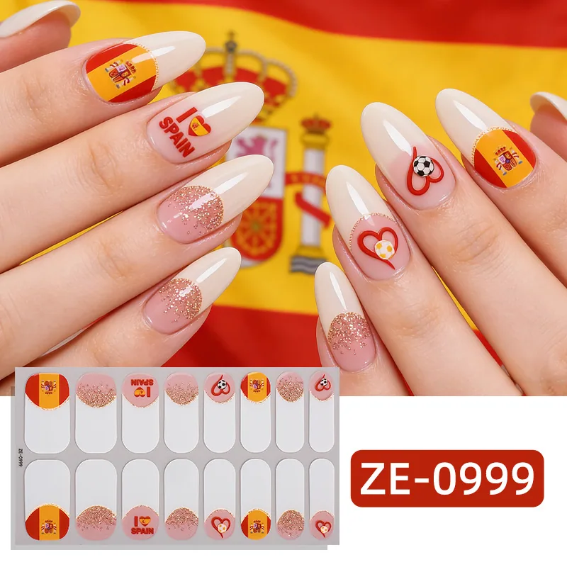 Zhengxiang cross-border new nail polish film nail stickers US, Canada, Mexico, Football World Cup flag Amazon adhesive nail stickers 2