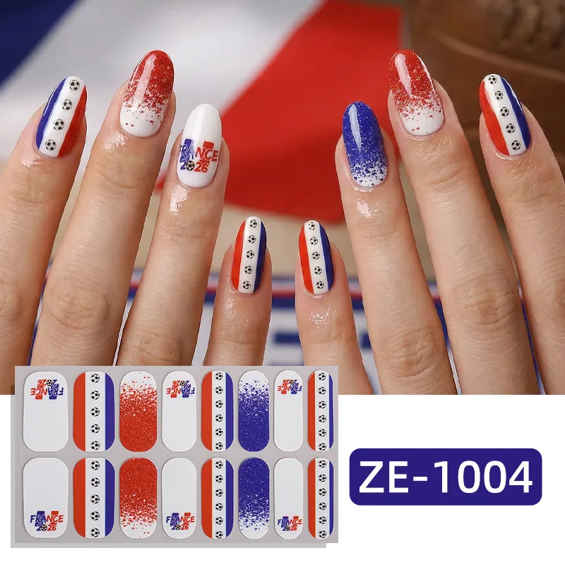 Zhengxiang cross-border new nail polish film nail stickers US, Canada, Mexico, Football World Cup flag Amazon adhesive nail stickers 7