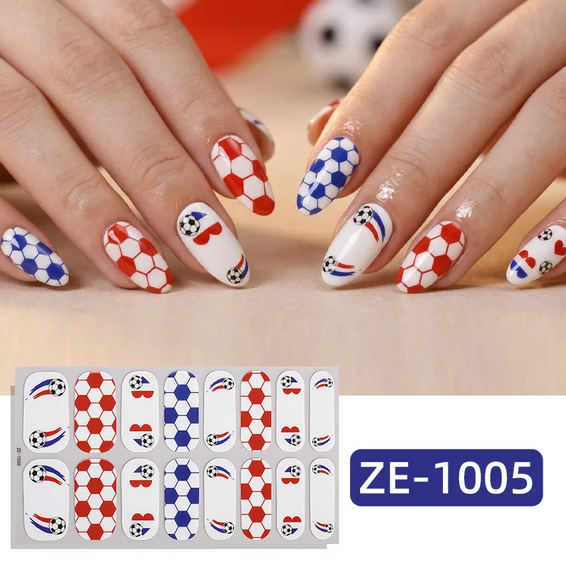 Zhengxiang cross-border new nail polish film nail stickers US, Canada, Mexico, Football World Cup flag Amazon adhesive nail stickers 8