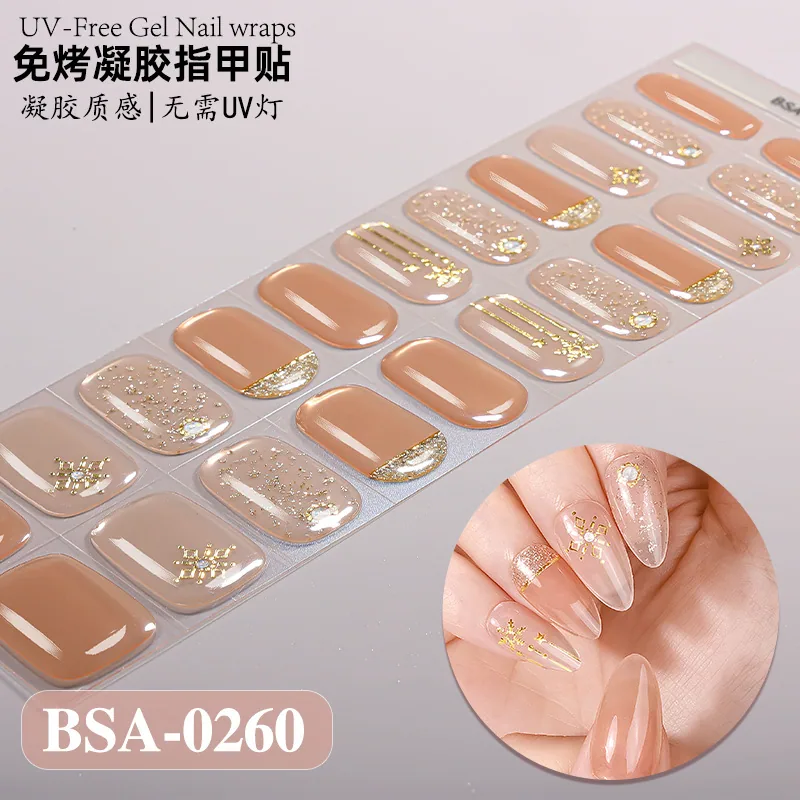 Zhengxiang cross-border new gradient French-style bake-free gel manicure stickers UV-free gel nail waterproof nail stickers 18