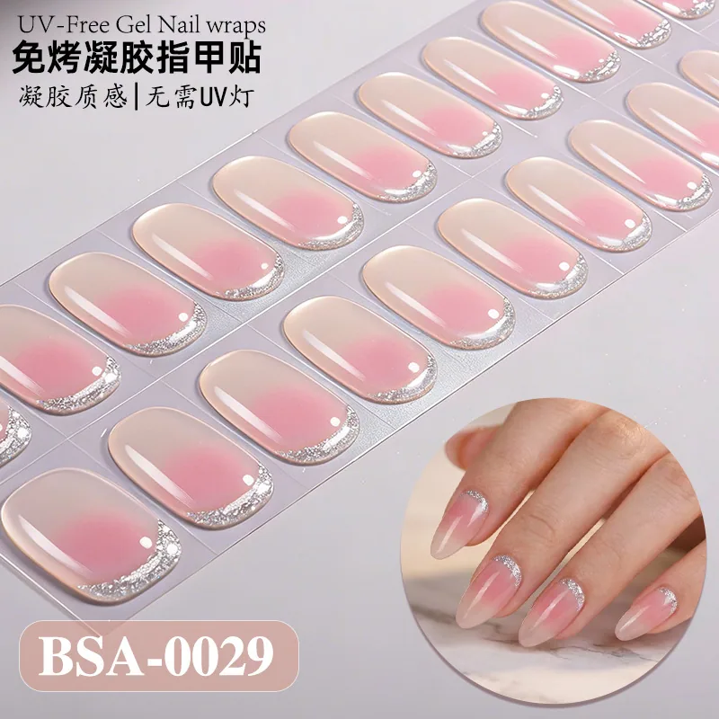 Zhengxiang cross-border new gradient French-style bake-free gel manicure stickers UV-free gel nail waterproof nail stickers 2