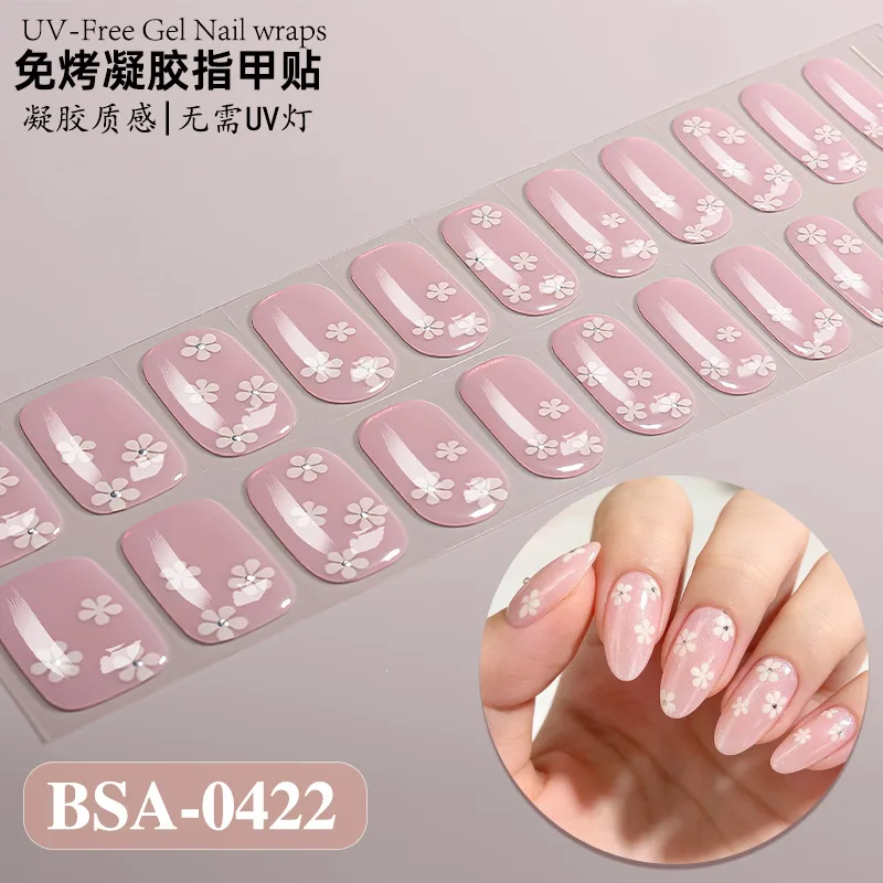 Zhengxiang cross-border new gradient French-style bake-free gel manicure stickers UV-free gel nail waterproof nail stickers 8