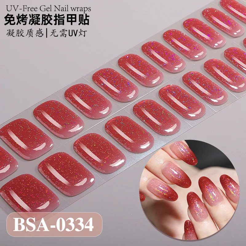 Zhengxiang cross-border new gradient French-style bake-free gel manicure stickers UV-free gel nail waterproof nail stickers 11