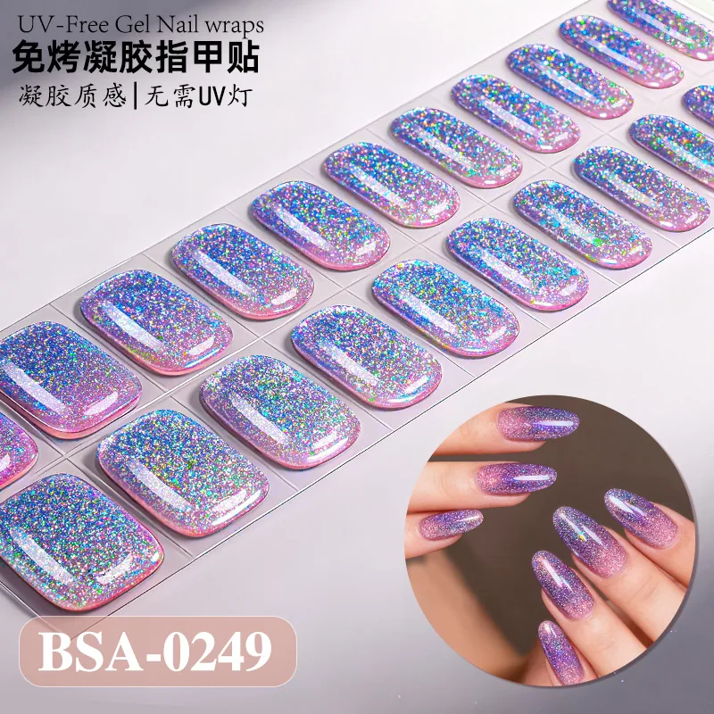 Zhengxiang cross-border new gradient French-style bake-free gel manicure stickers UV-free gel nail waterproof nail stickers 22