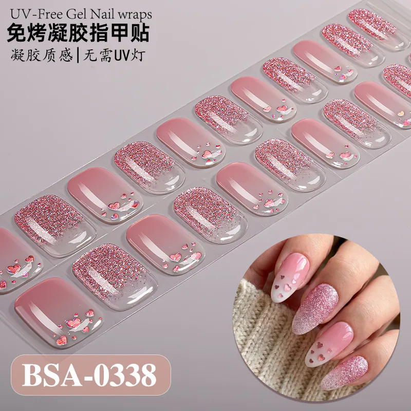 Zhengxiang cross-border new gradient French-style bake-free gel manicure stickers UV-free gel nail waterproof nail stickers 13