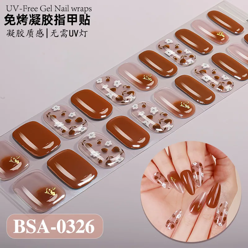Zhengxiang cross-border new gradient French-style bake-free gel manicure stickers UV-free gel nail waterproof nail stickers 7