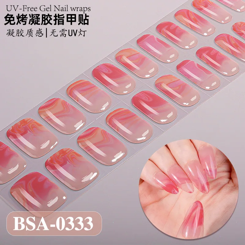 Zhengxiang cross-border new gradient French-style bake-free gel manicure stickers UV-free gel nail waterproof nail stickers 10
