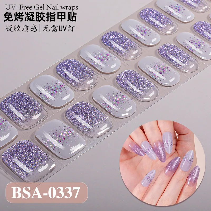 Zhengxiang cross-border new gradient French-style bake-free gel manicure stickers UV-free gel nail waterproof nail stickers 12