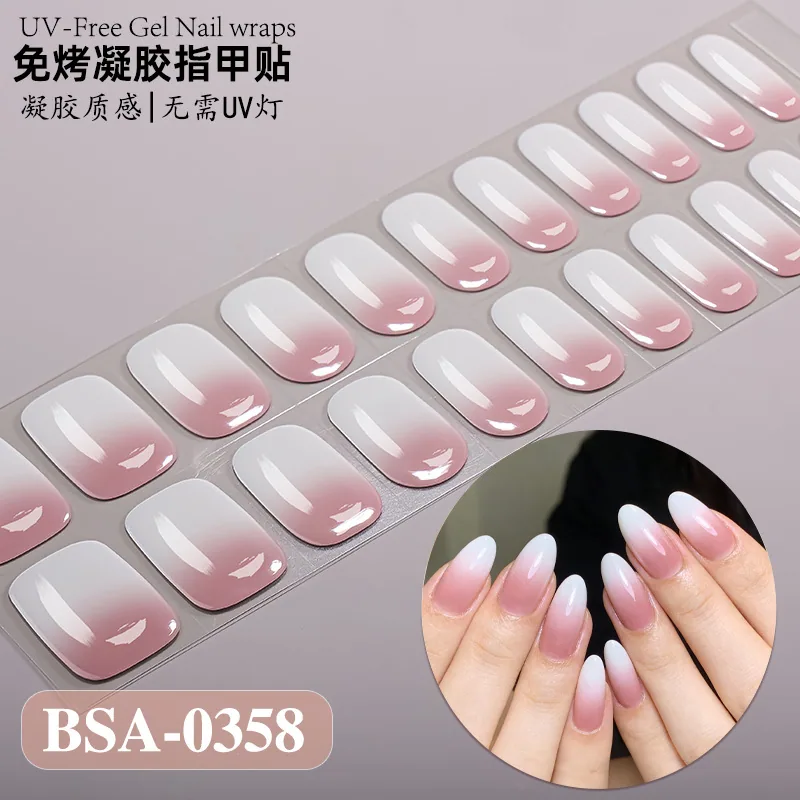 Zhengxiang cross-border new gradient French-style bake-free gel manicure stickers UV-free gel nail waterproof nail stickers 4
