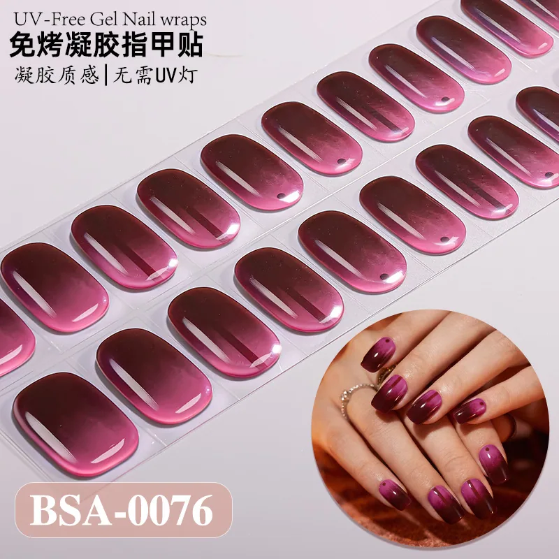 Zhengxiang cross-border new gradient French-style bake-free gel manicure stickers UV-free gel nail waterproof nail stickers 25