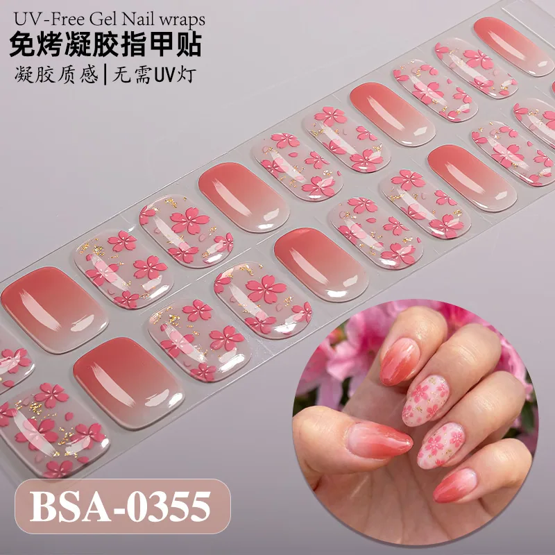 Zhengxiang cross-border new gradient French-style bake-free gel manicure stickers UV-free gel nail waterproof nail stickers 26