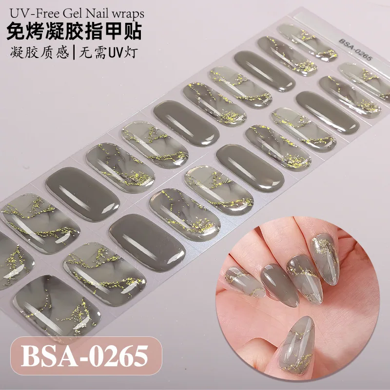 Zhengxiang cross-border new gradient French-style bake-free gel manicure stickers UV-free gel nail waterproof nail stickers 21