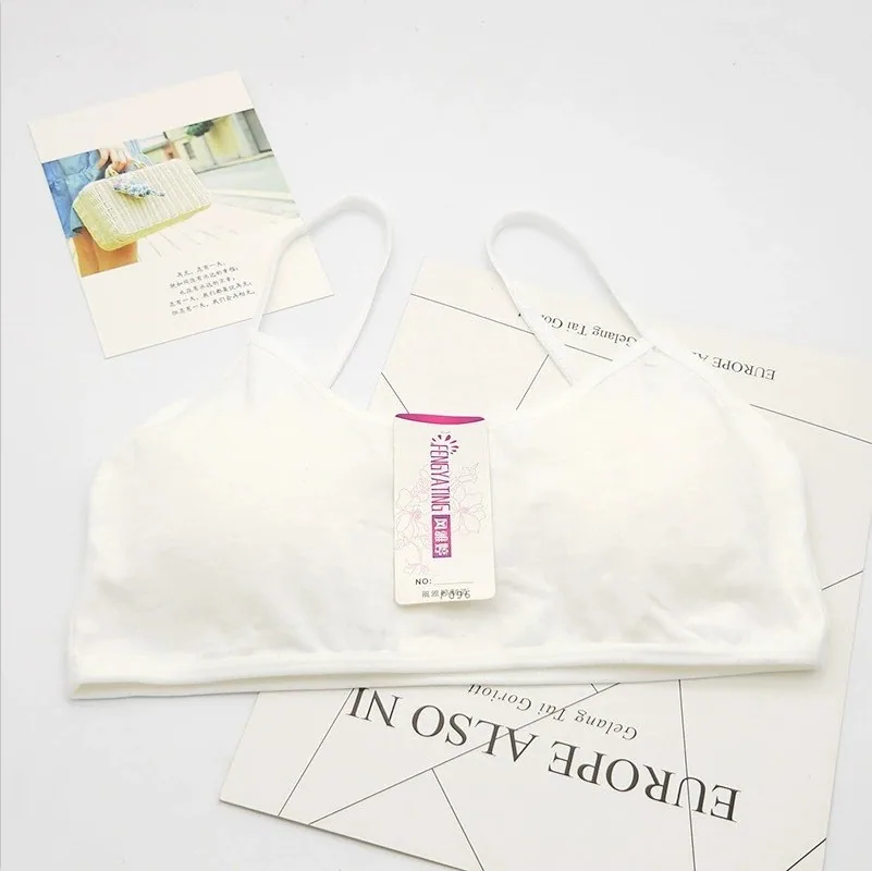 Suspenders Comfortable Sport Cotton Rimless Vest Style Student Bra Teenage Development Rimless Thin Strap Underwear