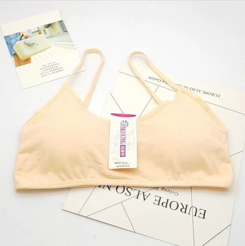 Suspenders Comfortable Sport Cotton Rimless Vest Style Student Bra Teenage Development Rimless Thin Strap Underwear 5