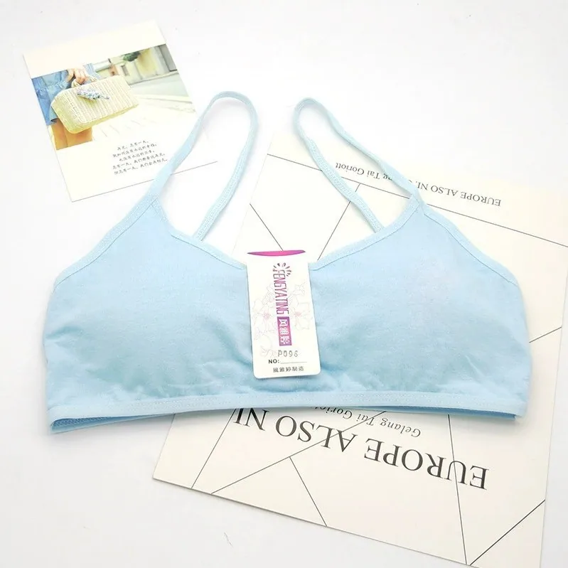 Suspenders Comfortable Sport Cotton Rimless Vest Style Student Bra Teenage Development Rimless Thin Strap Underwear 3