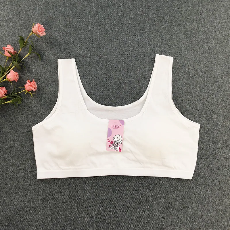 XXXL size fat MM schoolgirl development period solid color cotton sports vest for the elderly underwear bandeau