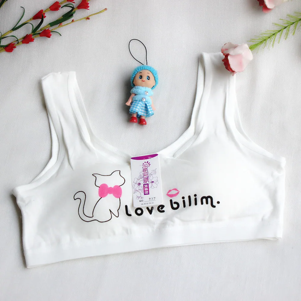 Adolescent girls, primary and secondary school students, underwear, cotton summer, thin vest style, sports, underwire, cute ches - Girls Underwear