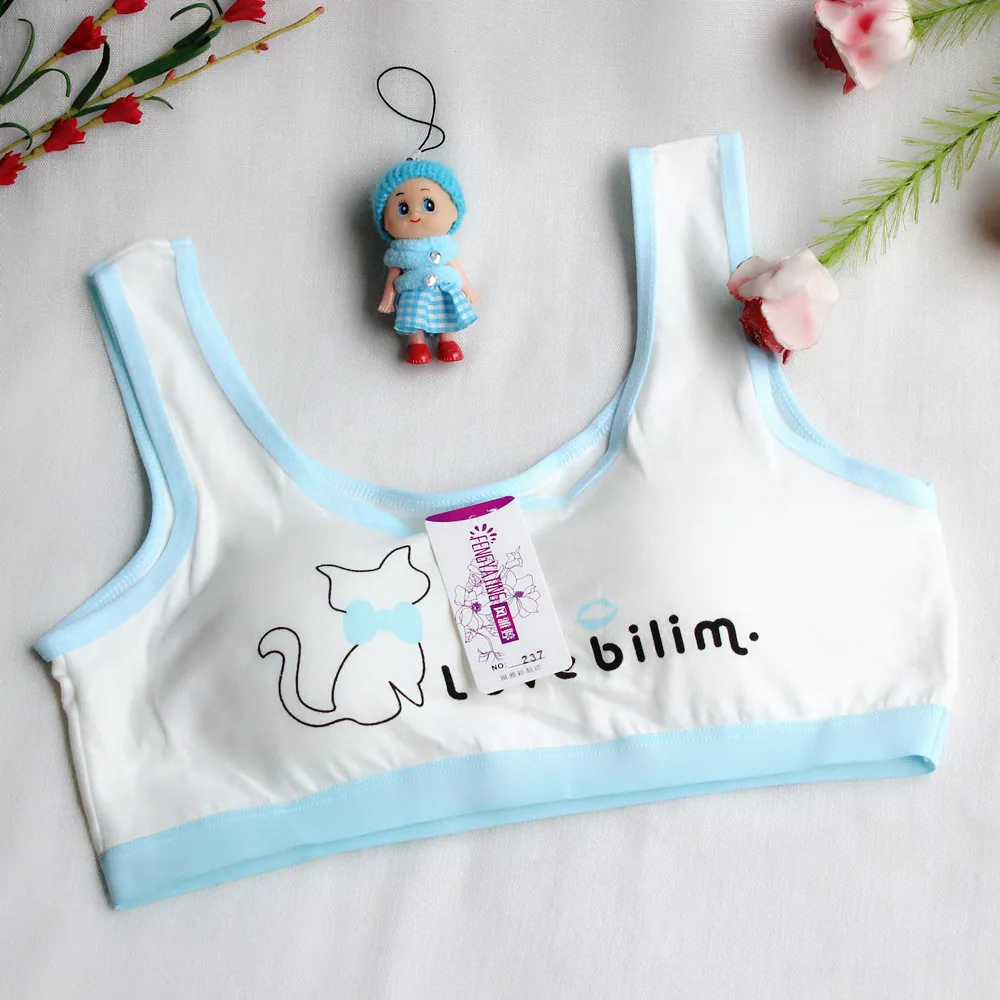 Adolescent girls, primary and secondary school students, underwear, cotton summer, thin vest style, sports, underwire, cute ches - Girls Underwear 7