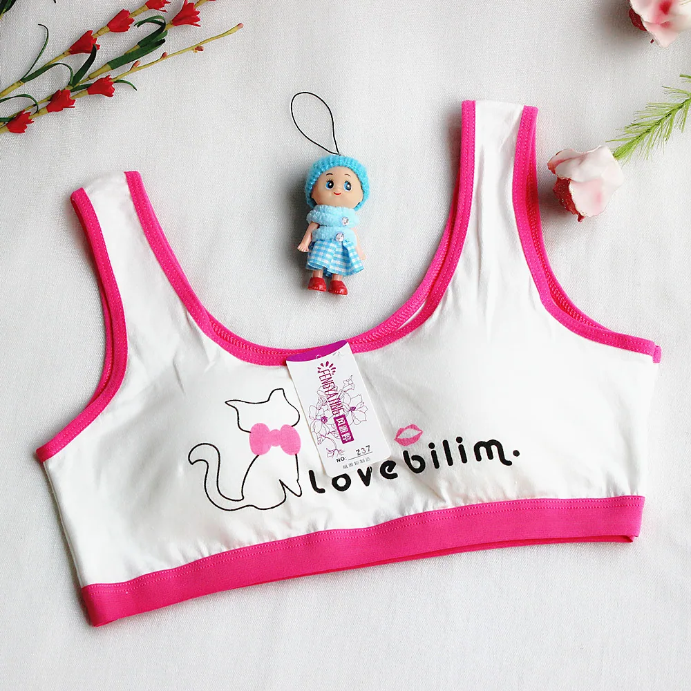 Adolescent girls, primary and secondary school students, underwear, cotton summer, thin vest style, sports, underwire, cute ches - Girls Underwear 6