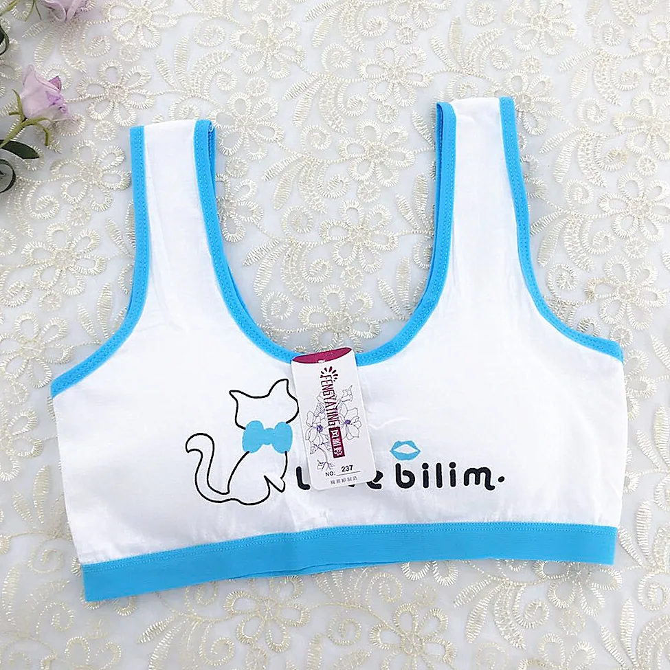 Adolescent girls, primary and secondary school students, underwear, cotton summer, thin vest style, sports, underwire, cute ches - Girls Underwear 10