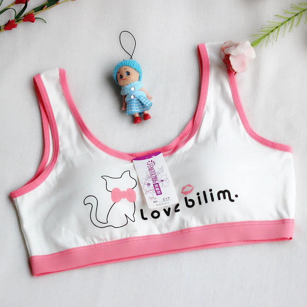 Adolescent girls, primary and secondary school students, underwear, cotton summer, thin vest style, sports, underwire, cute ches - Girls Underwear 5