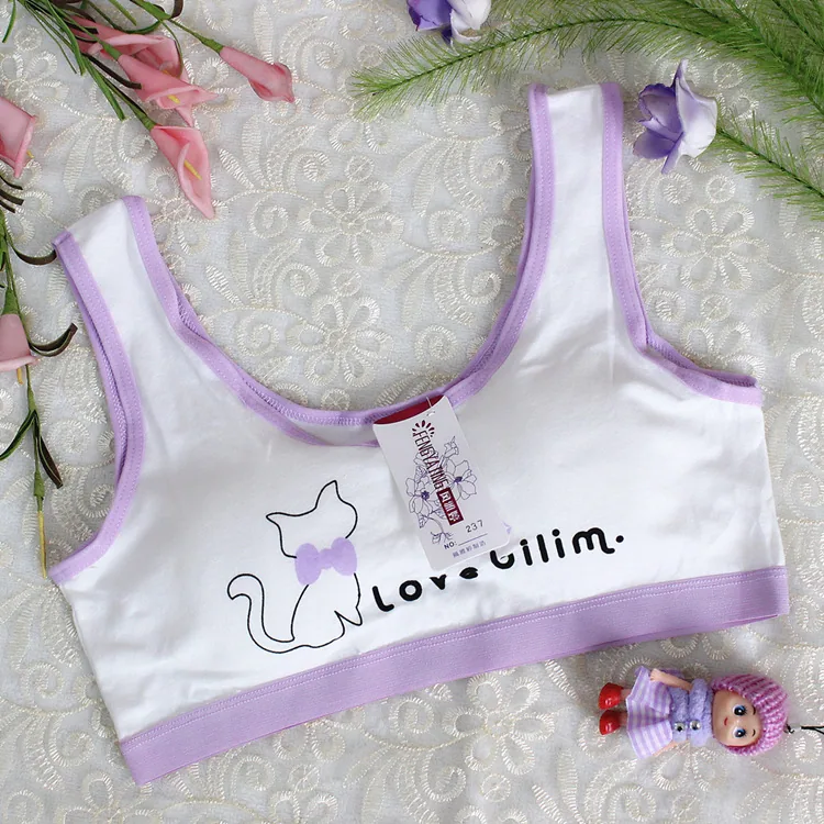 Adolescent girls, primary and secondary school students, underwear, cotton summer, thin vest style, sports, underwire, cute ches - Girls Underwear 9