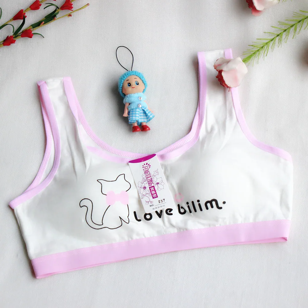 Adolescent girls, primary and secondary school students, underwear, cotton summer, thin vest style, sports, underwire, cute ches - Girls Underwear 2