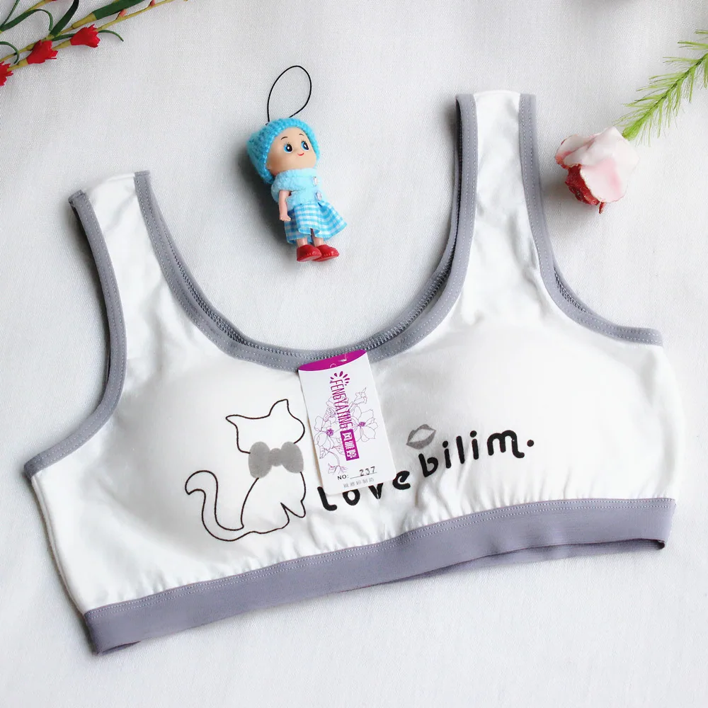 Adolescent girls, primary and secondary school students, underwear, cotton summer, thin vest style, sports, underwire, cute ches - Girls Underwear 4