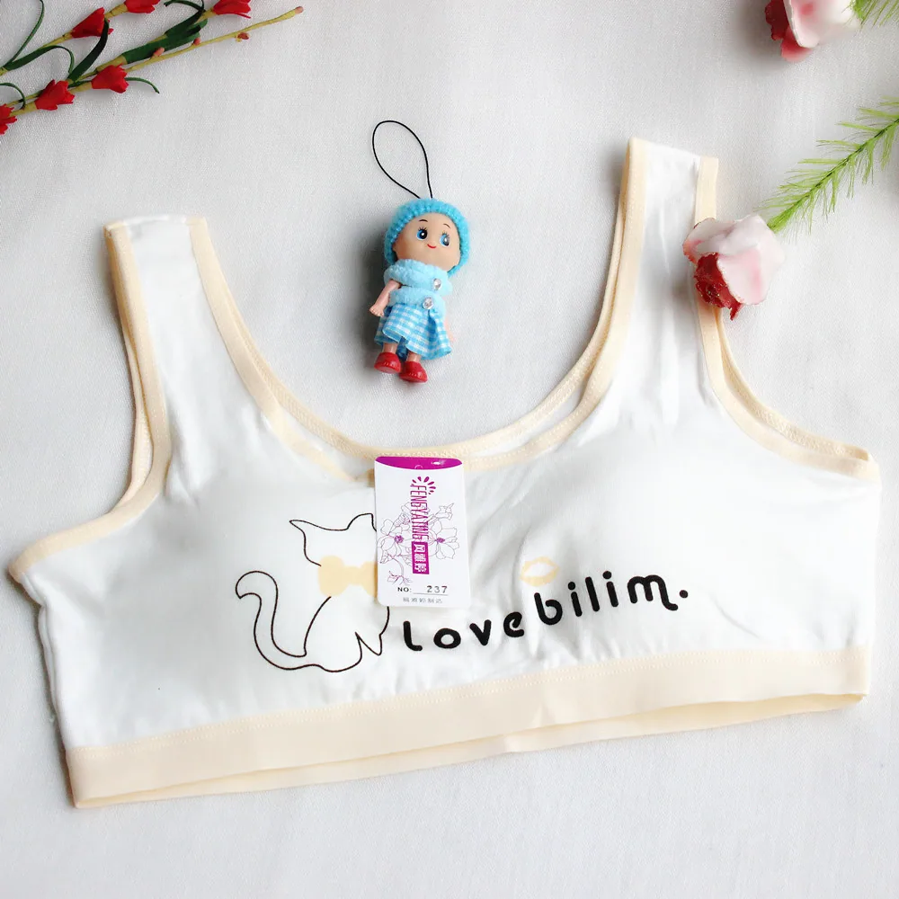 Adolescent girls, primary and secondary school students, underwear, cotton summer, thin vest style, sports, underwire, cute ches - Girls Underwear 8