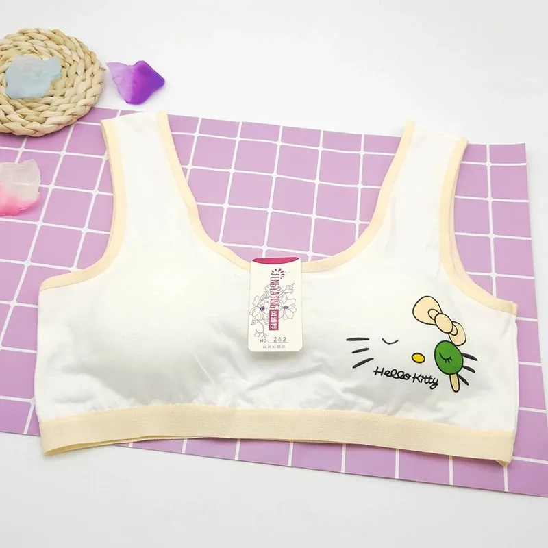 Cute cartoon sleeping cat print bra for teenage development student vest cotton underwear bandeau during teenage development 6