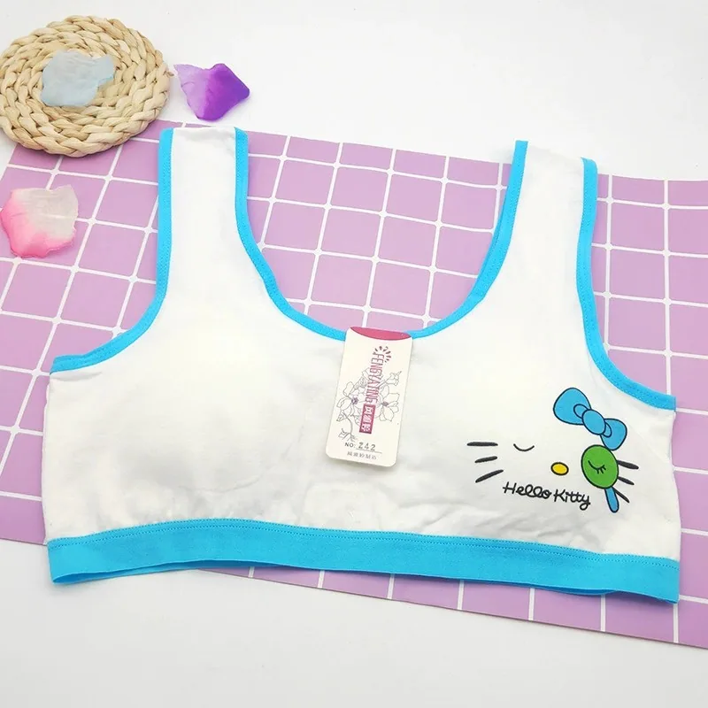 Cute cartoon sleeping cat print bra for teenage development student vest cotton underwear bandeau during teenage development 10