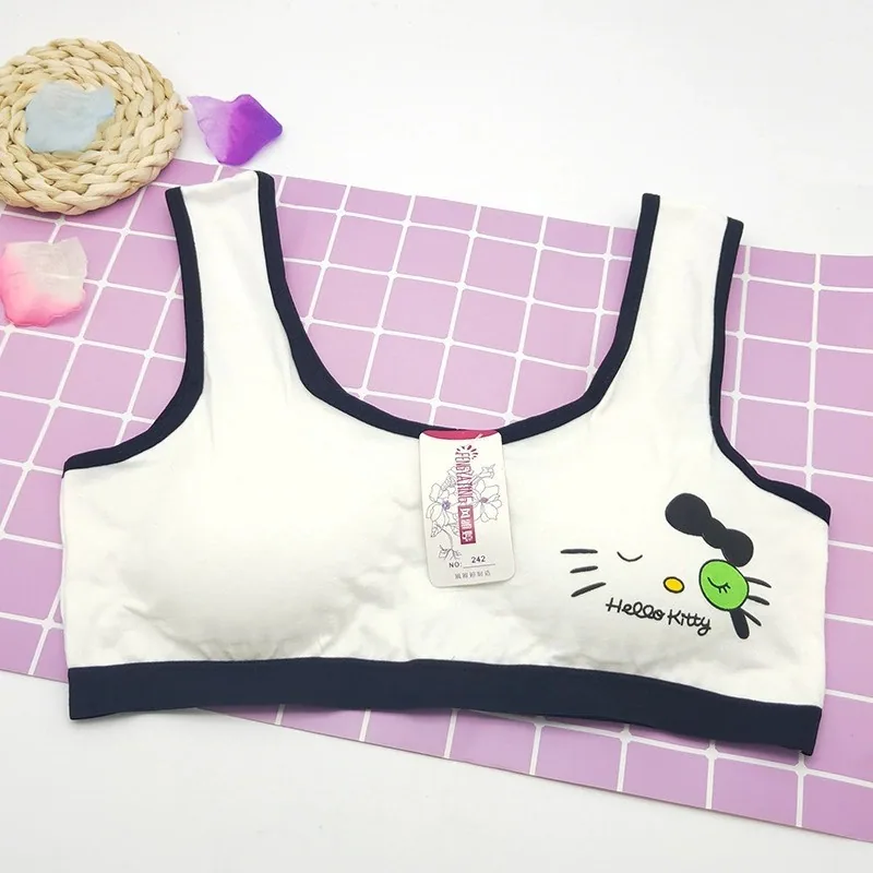 Cute cartoon sleeping cat print bra for teenage development student vest cotton underwear bandeau during teenage development 5