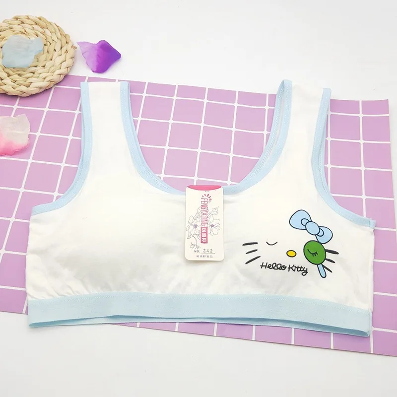 Cute cartoon sleeping cat print bra for teenage development student vest cotton underwear bandeau during teenage development 9