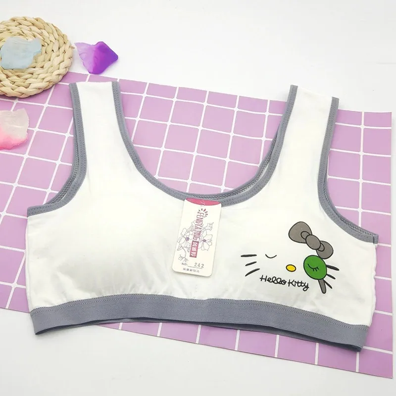 Cute cartoon sleeping cat print bra for teenage development student vest cotton underwear bandeau during teenage development 4