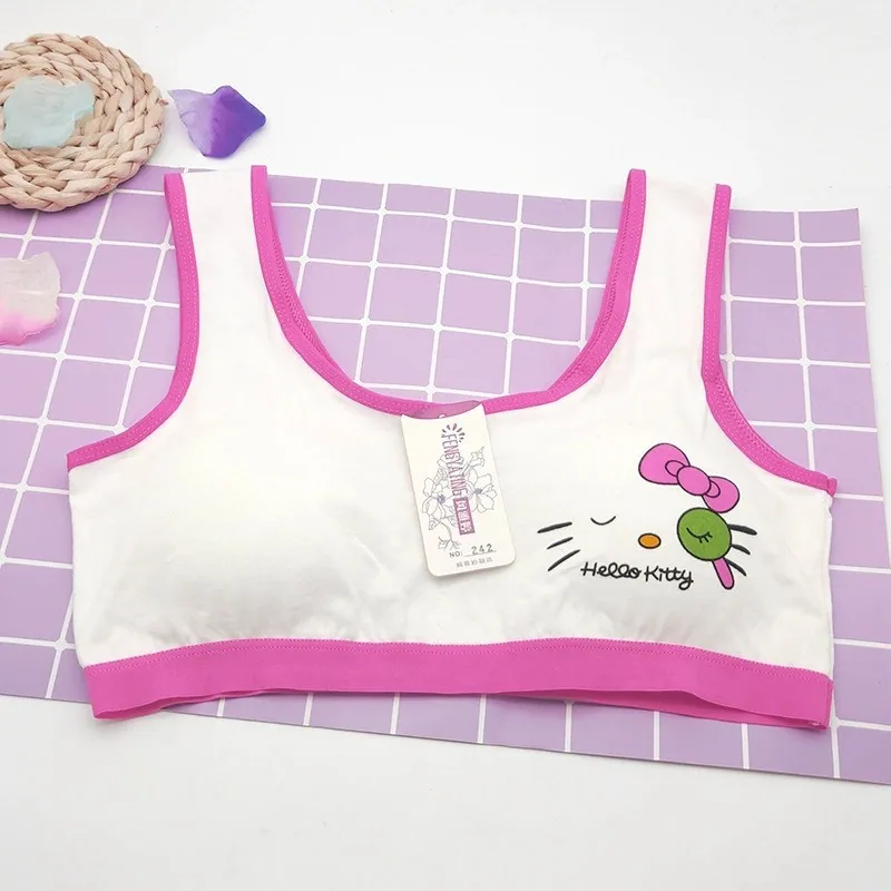 Cute cartoon sleeping cat print bra for teenage development student vest cotton underwear bandeau during teenage development 7