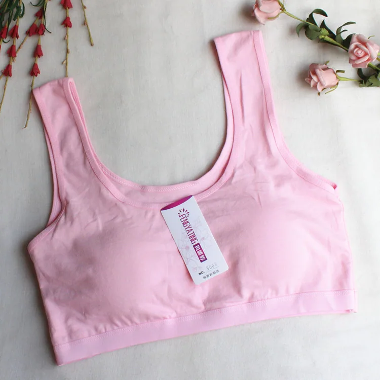 High school elementary school student medical checkup girl cotton sports vest old adult development XL size underwear bra bandea 2