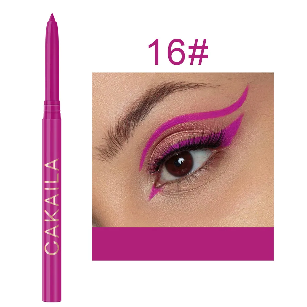 Detailed close-up of CAKAILA18 color eyeliner pen set, showing fine technology and multi-color arrangement of pen head, cross