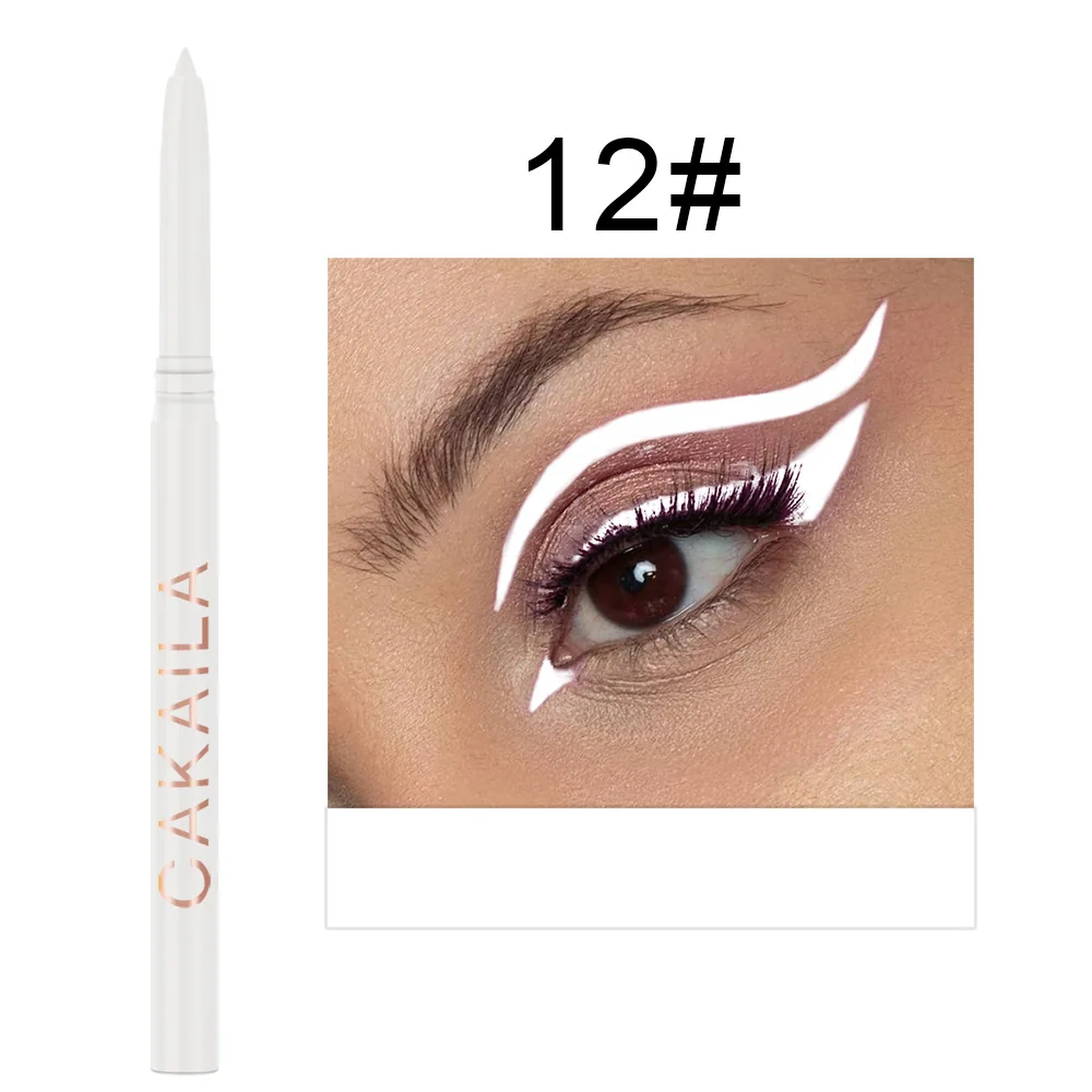 Detailed close-up of CAKAILA18 color eyeliner pencil set, 18 color eyeliner pens arranged for display, Yiwu Oou Import and Ex