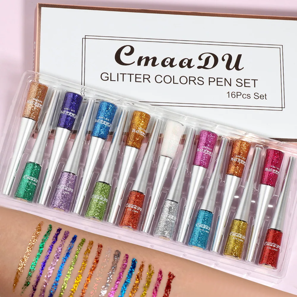 CmaaDu 16 color set golden onion powder eyeliner liquid 10