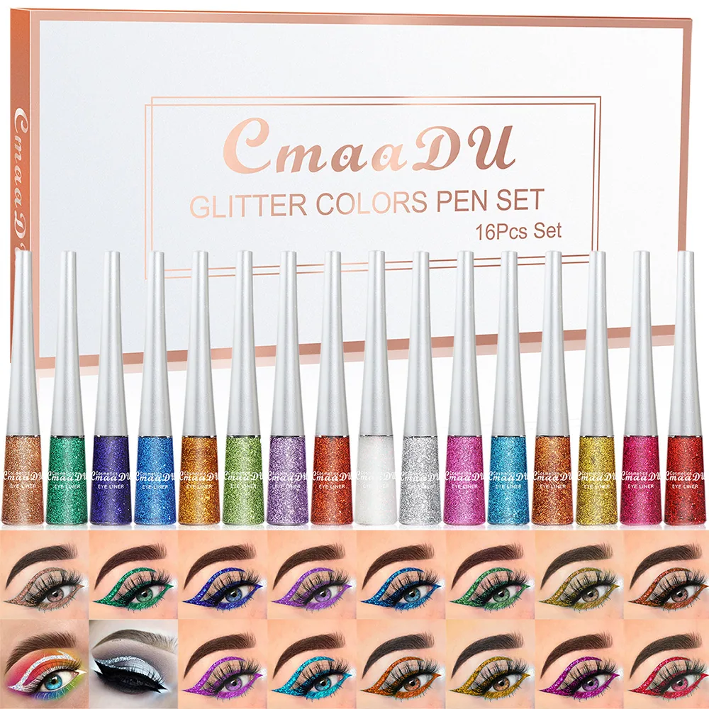 CmaaDu 16 color set golden onion powder eyeliner liquid 3