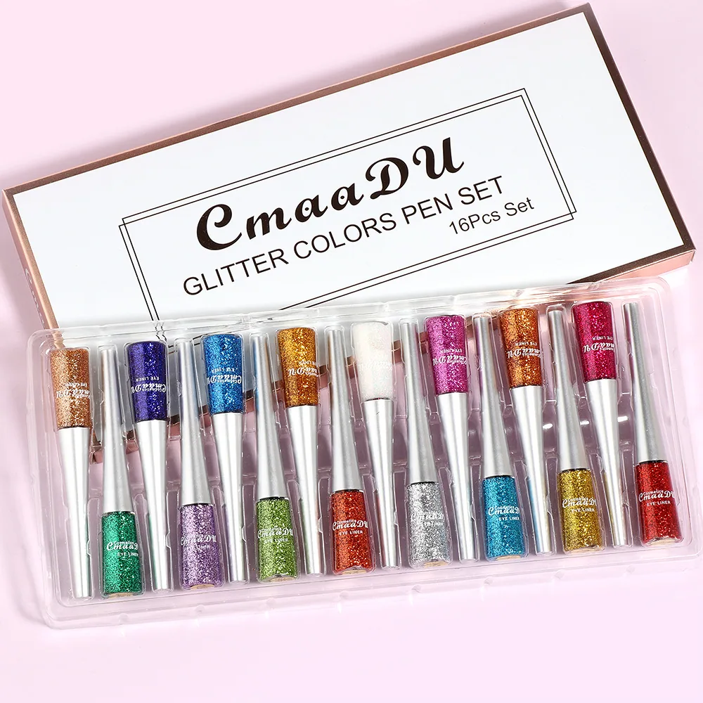 CmaaDu 16 color set golden onion powder eyeliner liquid 8