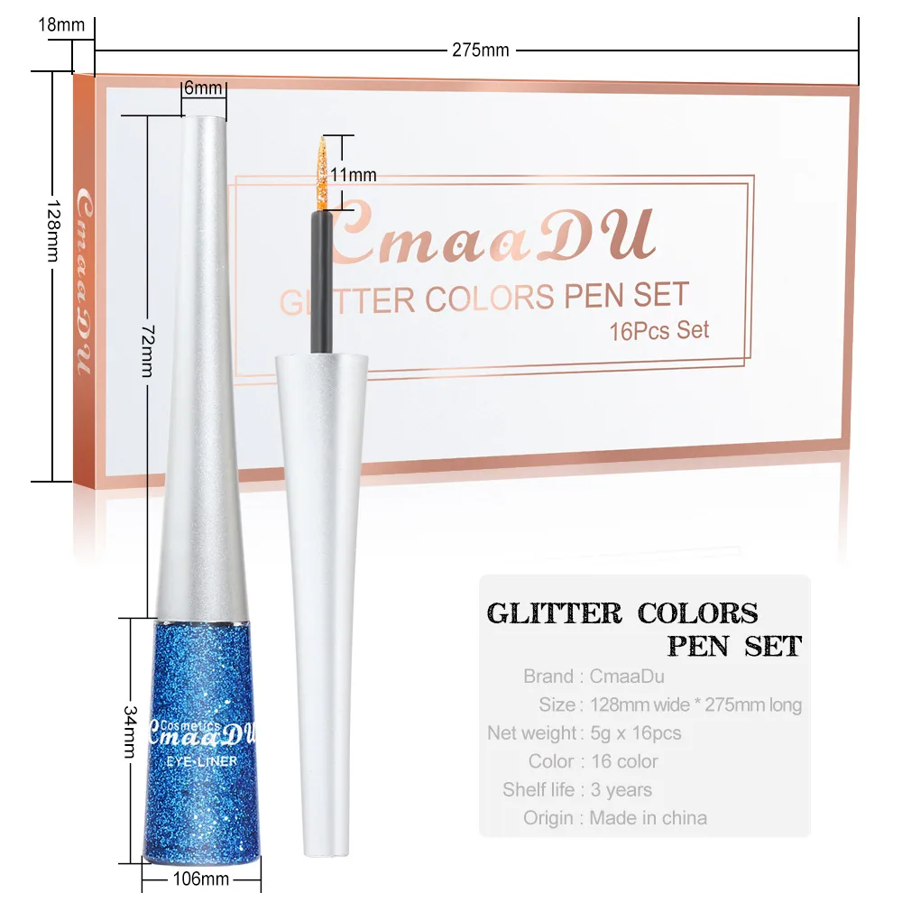 CmaaDu 16 color set golden onion powder eyeliner liquid 7